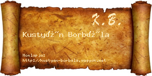 Kustyán Borbála névjegykártya